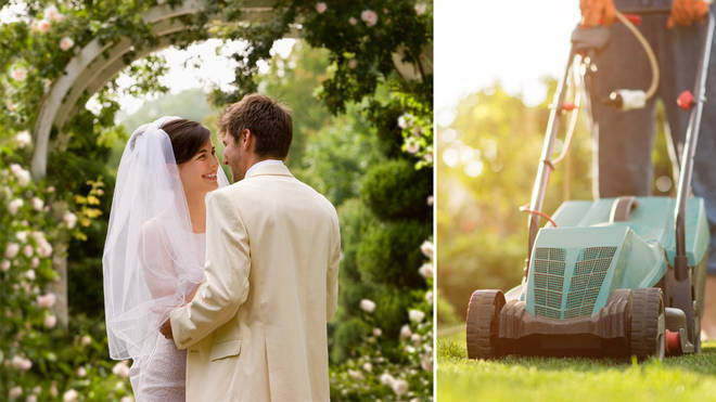 The couple's wedding was interrupted by their neighbour's lawn-mowing... (stock images)