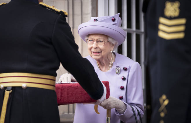 During the parade, the Queen was presented with the key to Edinburgh Castle