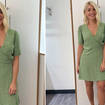 Holly Willoughby is wearing a green spotty dress