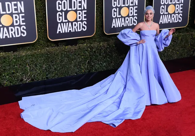 Lady Gaga matched her dress to her hair at the Golden Globes last night