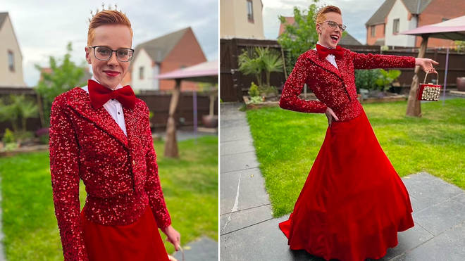 Sixteen-year-old Korben wore a red dress to his prom