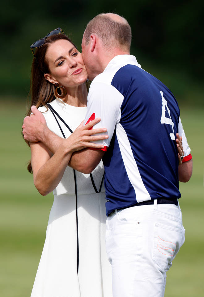 The Duke and Duchess of Cambridge shared a kiss during the prize-giving ceremony of the Royal Charity Polo Cup