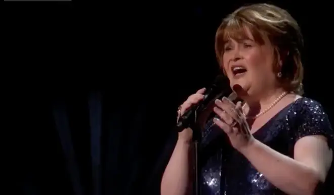 Susan Boyle performing on America's Got Talent: The Champions