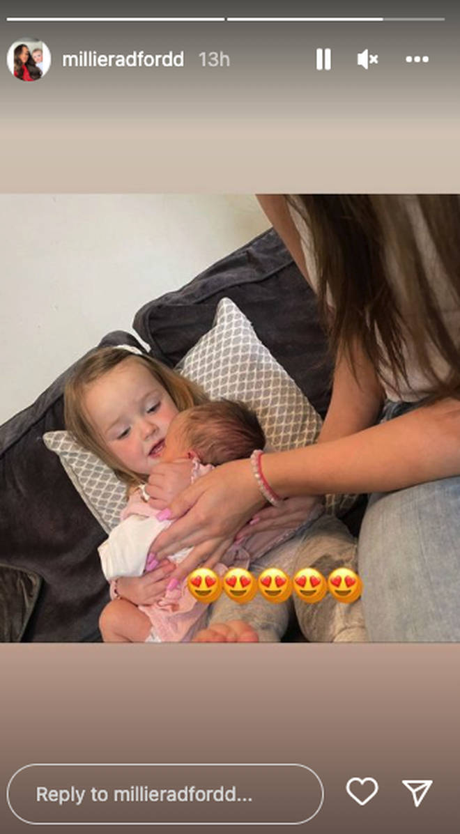 Millie Radford's daughter Ophelia meeting her cousin
