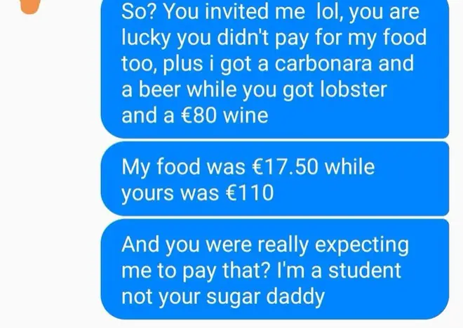 She splashed out on lobster and expensive wine