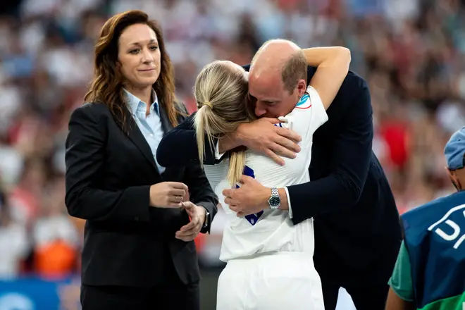 Prince William hugged the Euro women's team