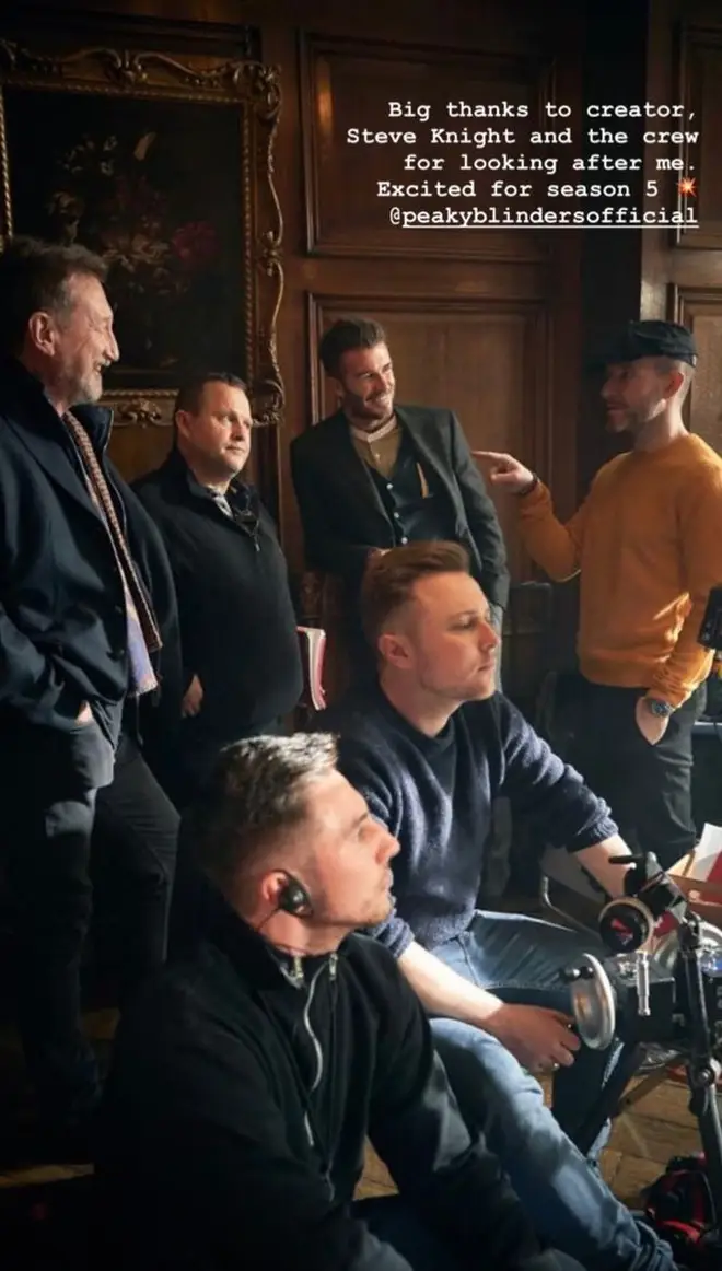 David Beckham on set with the crew of Peaky Blinders
