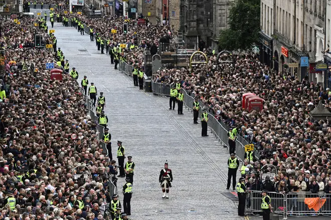 Thousands of people filled the Royal Mile in Edinburgh to watch the Queen's procession
