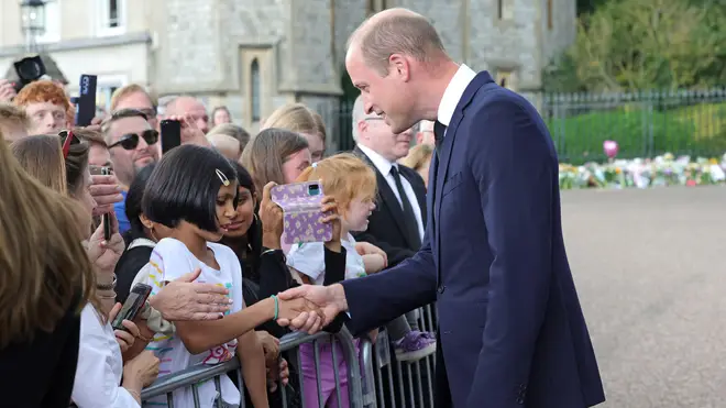 The Prince of Wales greeting the public at Windsor Castle