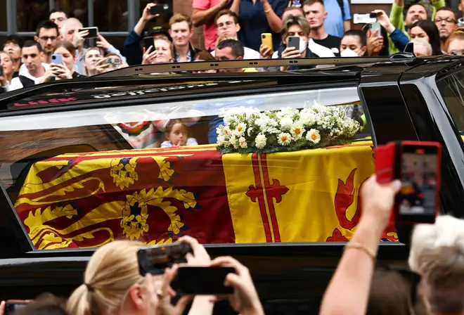 Queen Elizabeth's coffin in Edinburgh