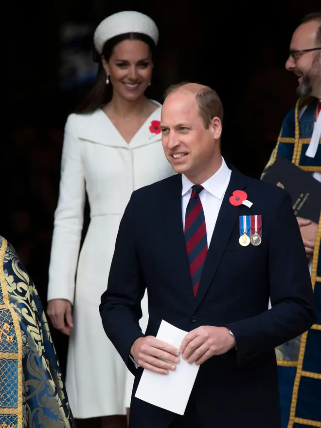 Prince William with his military badges and wife Kate Middleton