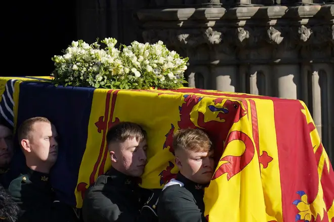 The Queen's coffin in Edinburgh