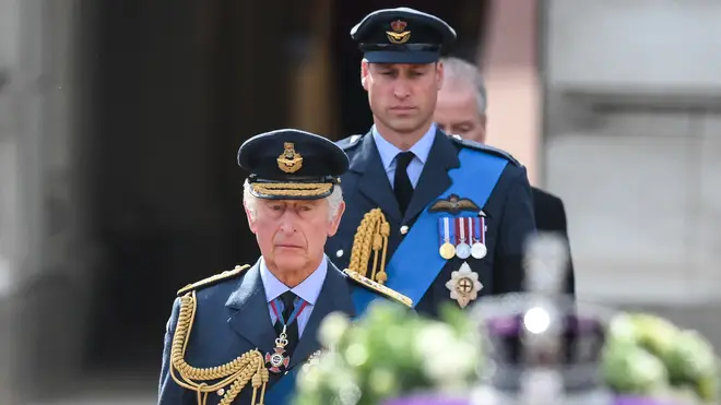 King Charles III and Prince William were among the members of the Royal Family walking in procession behind the Queen's coffin
