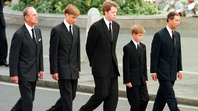 Prince William and Prince Harry walked behind the coffin of Princess Diana in 1997
