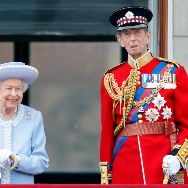 Queen Elizabeth II and the Duke of Kent during the Platinum Jubilee celebrations earlier this year