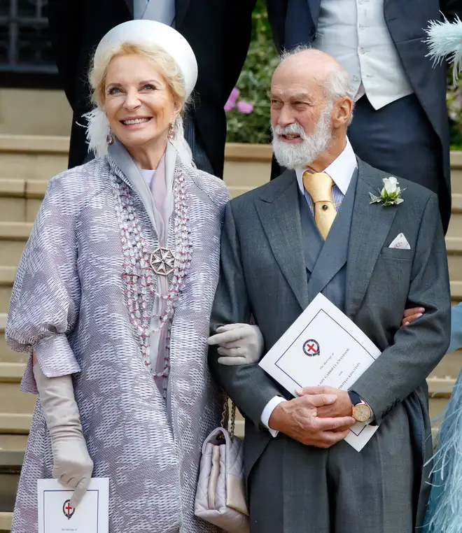 Prince and Princess Michael of Kent pictured in 2019 at St George's Chapel
