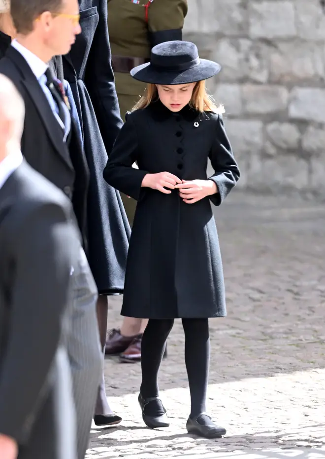 Princess Charlotte attends the funeral of Queen Elizabeth II at Westminster Abbey