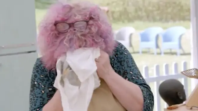 Carole used her tea towel to wipe away her tears after the pressure in the Bake Off tent got too much for her