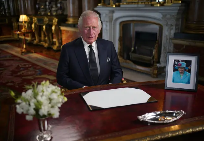 King Charles III addresses the nation on September 9, the day following the Queen's death