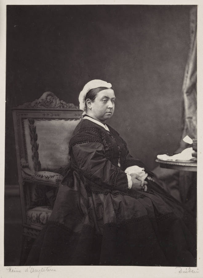 Queen Victoria dresses in mourning clothing following the death of her husband