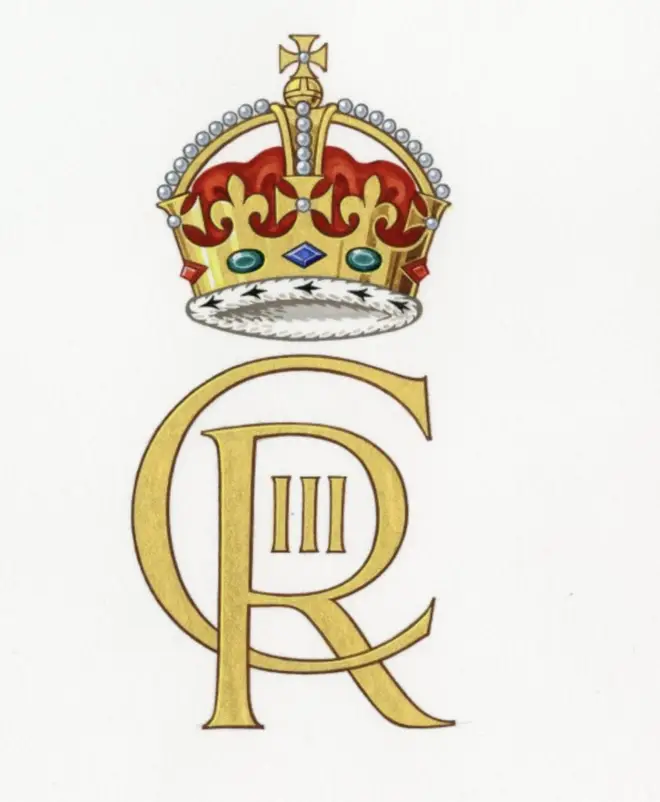 King Charles III's cypher features a Tudor Crown and the initials 'CR' which stand for Charles Rex