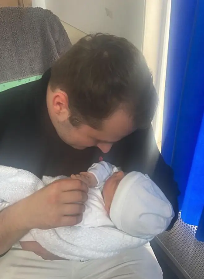 Max Bowden shared a photo of his newborn from the hospital