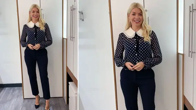 Holly Willoughby is wearing a blouse from LK Bennett