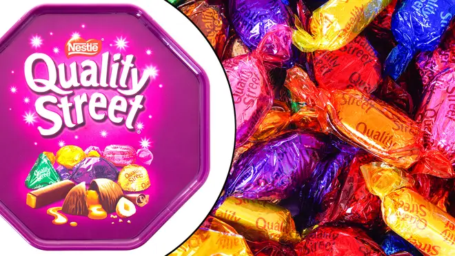 Quality Street tub and chocolates