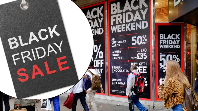 Black Friday 2022 label and sales in the shops
