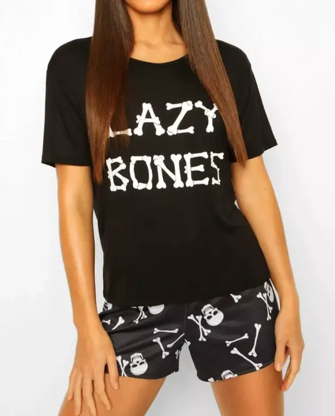 Skeletons and 'Lazy Bones' on nightwear