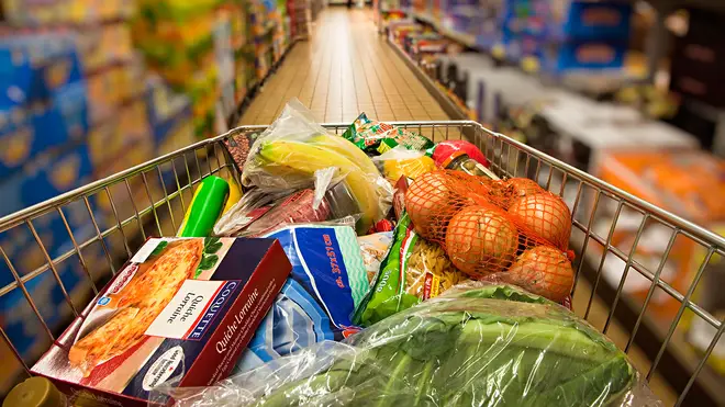 Shopping trolley full of food