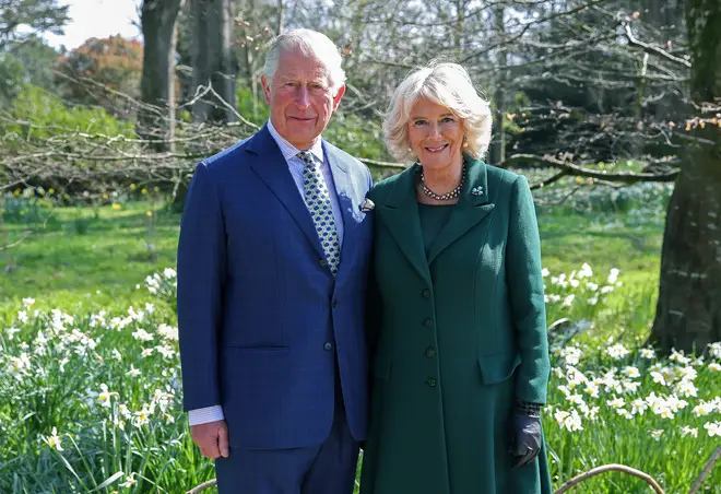 King Charles III and Camilla Queen Consort pictured at attend the reopening of Hillsborough Castle in April 2019