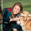 Sarah Ferguson poses with the late Queen's corgis on her birthday