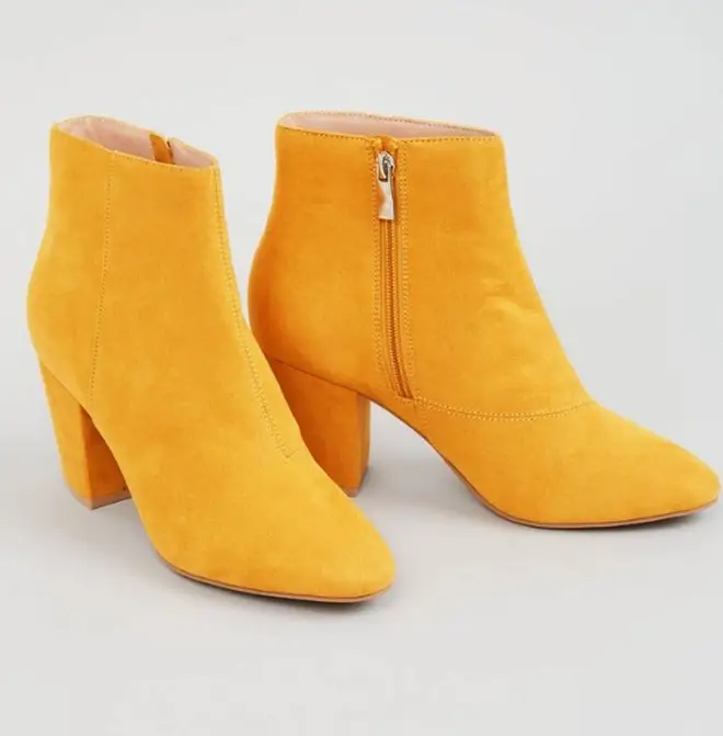 These mustard booties are too cute