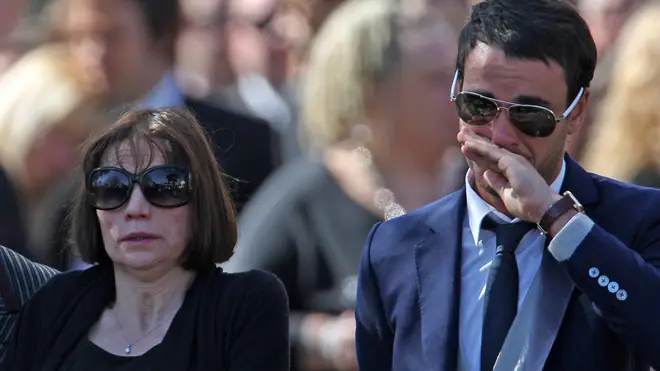 Jackiey Budden and Jack Tweed at Jade's funeral