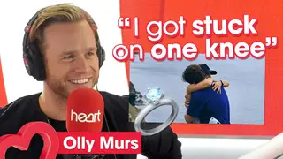 Olly Murs got stuck on one knee when proposing