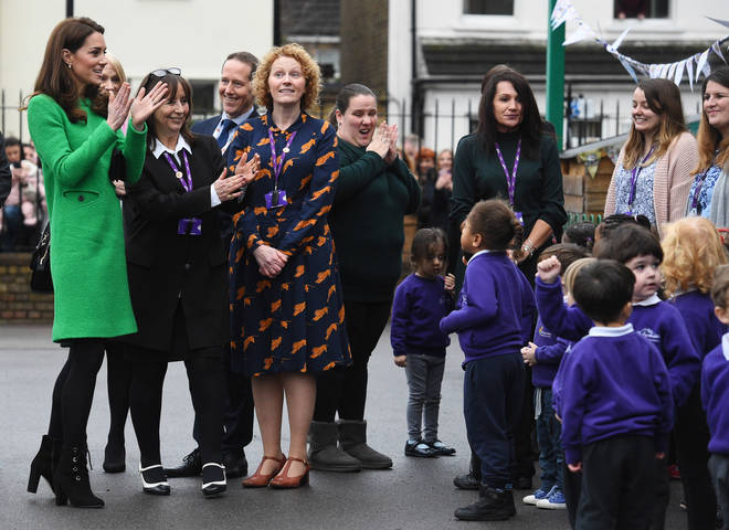Kate Middleton watched the children perform as she arrived at the first school
