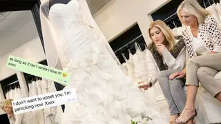 This bride is concerned about her mother-in-law's choice of dress
