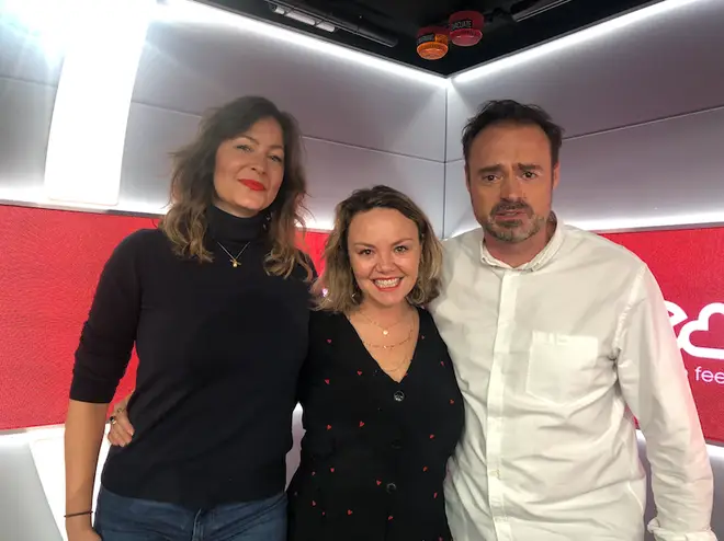 Charlie Brooks with Jamie and Lucy on Heart Breakfast this morning