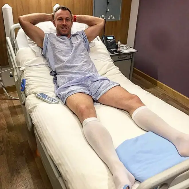 James Jordan - pictured before his double hernia op in December 2017 - might have to quit Dancing On Ice