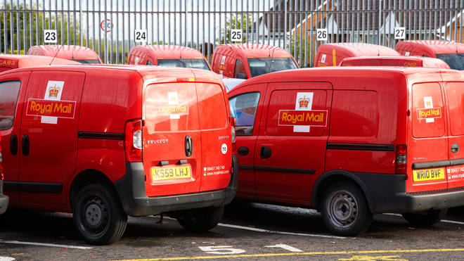 Royal Mail vans seen parked outside a sorting station