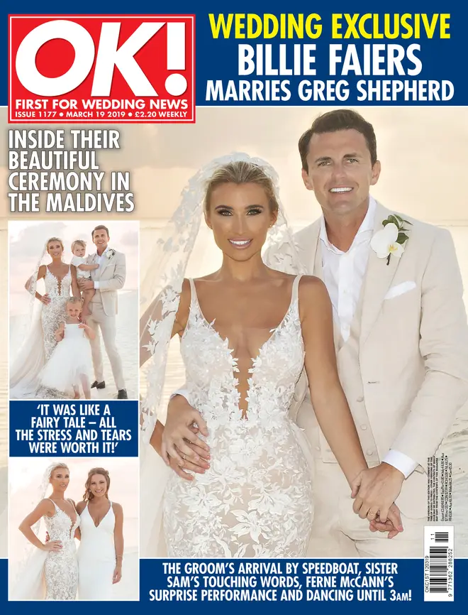 The first look at Billie's dress was on the cover of this week's OK! Magazine