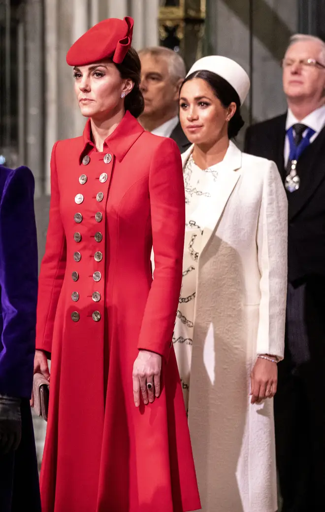 Kate Middleton stood ahead of Meghan Markle during the service