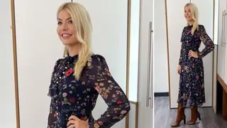 Holly Willoughby is wearing a floral dress from LK Bennett