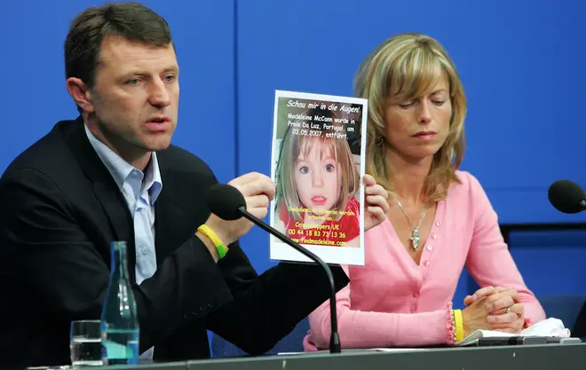 Kate and Gerry appealing for information on their daughter's whereabouts in Portugal