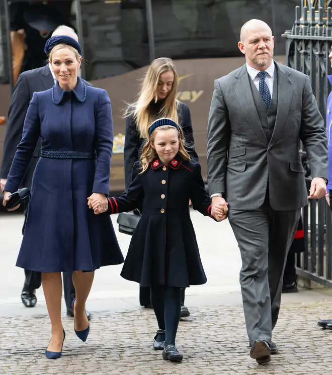 Zara Tindall, Mike Tindall and their daughter Mia in 2022