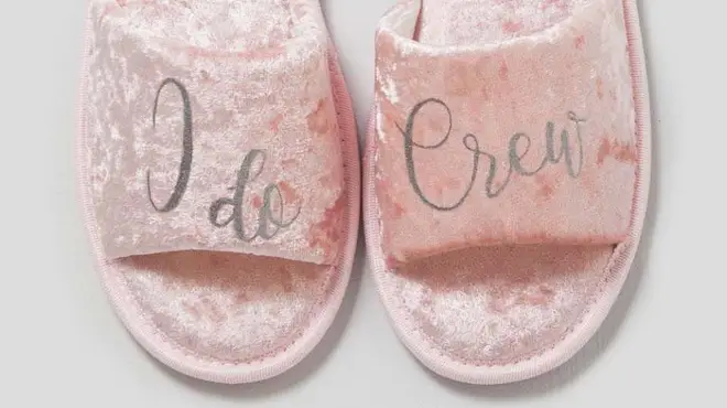 Kit your hen party out in these plush slippers, which are also available in white