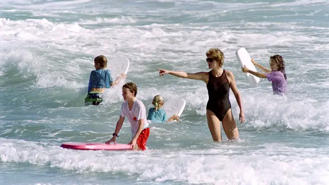 Princess Diana enjoyed playing in the sea with her children