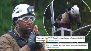 Babatunde taking on the Horrifying Heights trial on I'm A Celebrity
