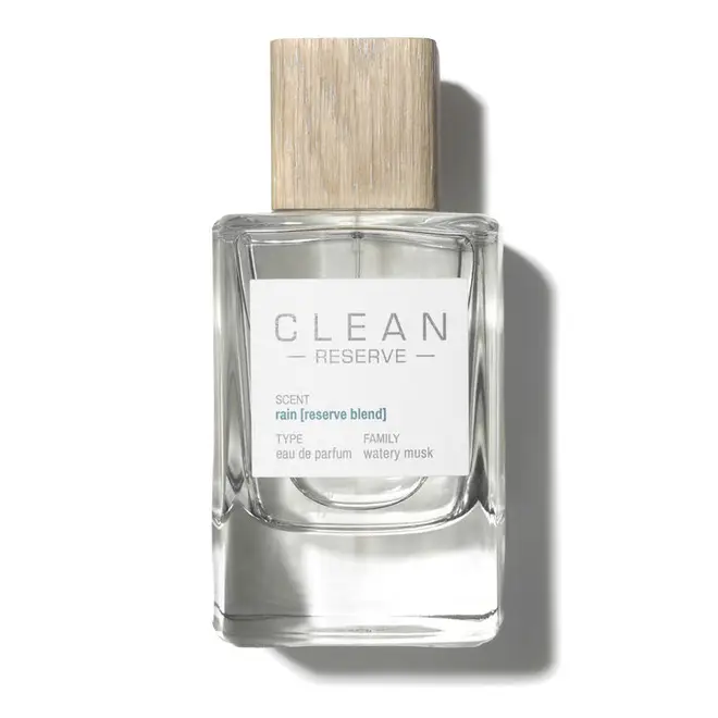 Clean Reserve's Rain scent comes in a stylish clear and wooden bottle